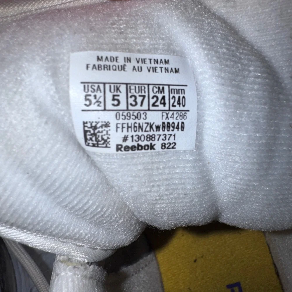 Reebok Question Mid Men 5.5 White Yellow Good FX4286 Lakers Basketball Shoes